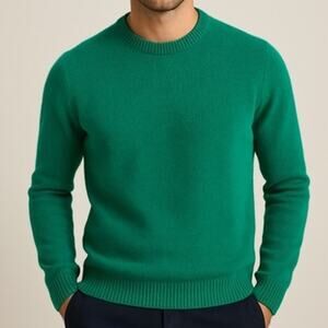 Piombo Men's Lambs Wool Crew Neck Pullover Sweater Long Sleeve Green Size XL NWT